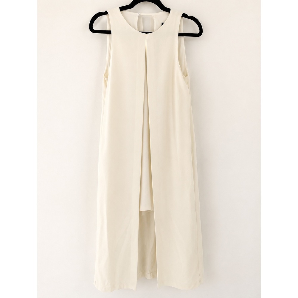 NWT Zara Maxi Dress Womens S Cream Layered High Slit Minimalist Chic - Picture 2 of 13
